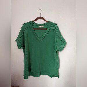 Zenana Oversized V-Neck Ribbed Women's Top